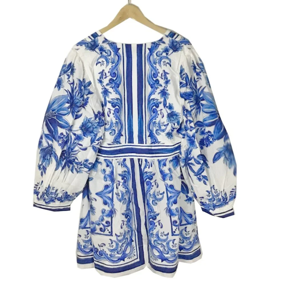 Farm Rio Off-White Garden Tiles Mini Dress - Picture 12 of 16